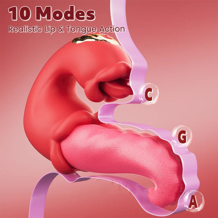 Rose Tongue Clit Licking Dual Vibrator Dildo
