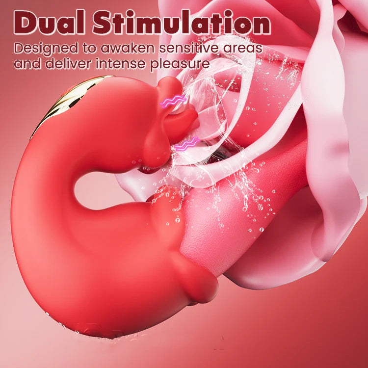 Rose Tongue Clit Licking Dual Vibrator Dildo