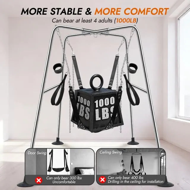 1000 Swing - Utimi Heavy-Duty Sex Swing Stand – Adjustable Couples Sling with 1000 lb Steel Frame